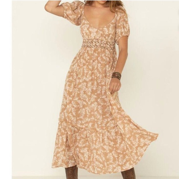 Free People Ellie Print Smocked Midi Dress In Neutral - Picture 3 of 10